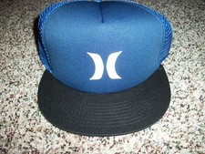 HURLEY New NWT Mens Snapback Adjustable Trucker Blue Black Bill HAT CAP LID