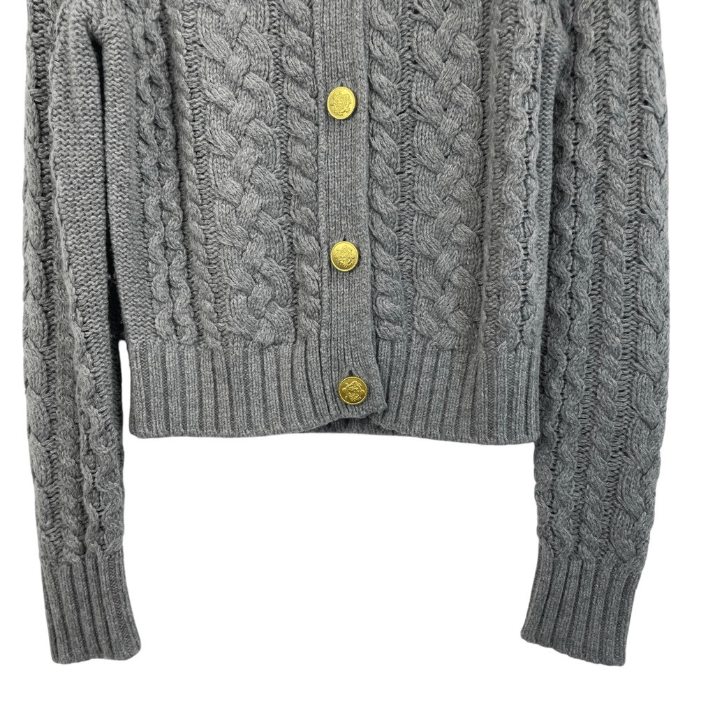 J. Crew Cable Knit Button Front Ruffle Collar Woo… - image 8