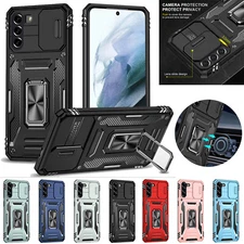 For Samsung Galaxy S22 Ultra S21 S20 FE Shockproof Slide Camera Cover Stand Case