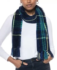 Charter Club Women's Patterned Wrap Scarf, Blue Multi Plaid, One Size