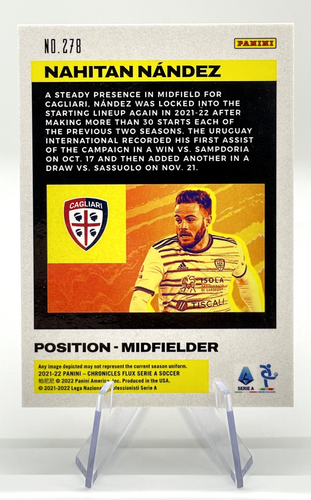 Nahitan Nandez 2021-22 Panini Chronicles Flux Serie A #278 Cagliari Calcio - Picture 2 of 2
