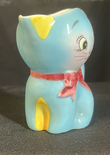 Vintage Norcrest Japan Kitschy Blue Anthropomorphic Cat Creamer CT-6 - 第 2/8 張圖片