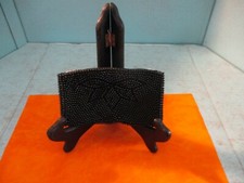 Vintage- Hand Beaded Black Clutch Formal coin purse Elegant Made in Japan