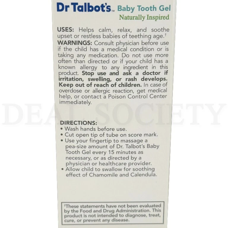 Dr. Talbot's Naturally Inspired Baby Tooth Gel for Sore Gums 0.53oz Lot of 3 - Image 4 of 4