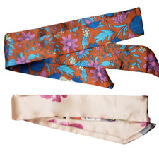 Lot of 2 Womens Neck Scarf Wrap Hair Head Tie Purse Decoration Bag Wrap 38/2" F