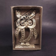 Owl Earring Tree Stand Holder Metal Silver Plated NEW in Box Small Vintage