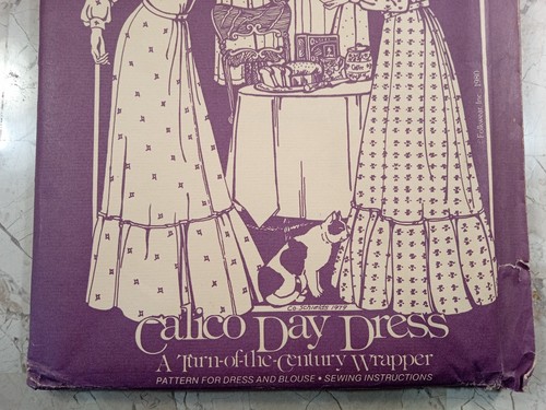 Folkwear 208 Calico Day Dress Wickelbluse Turn of Century S M L Damen UNCUT - Bild 8 von 13