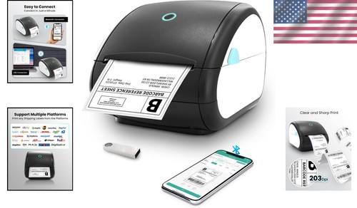 Eco-Friendly 4x6 Thermal Shipping Label Printer - Effortless Bluetooth Setup - Picture 2 of 9