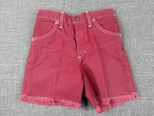 Vintage 1970s Red Denim JC Penny Cut Off Jean Shorts Size 12