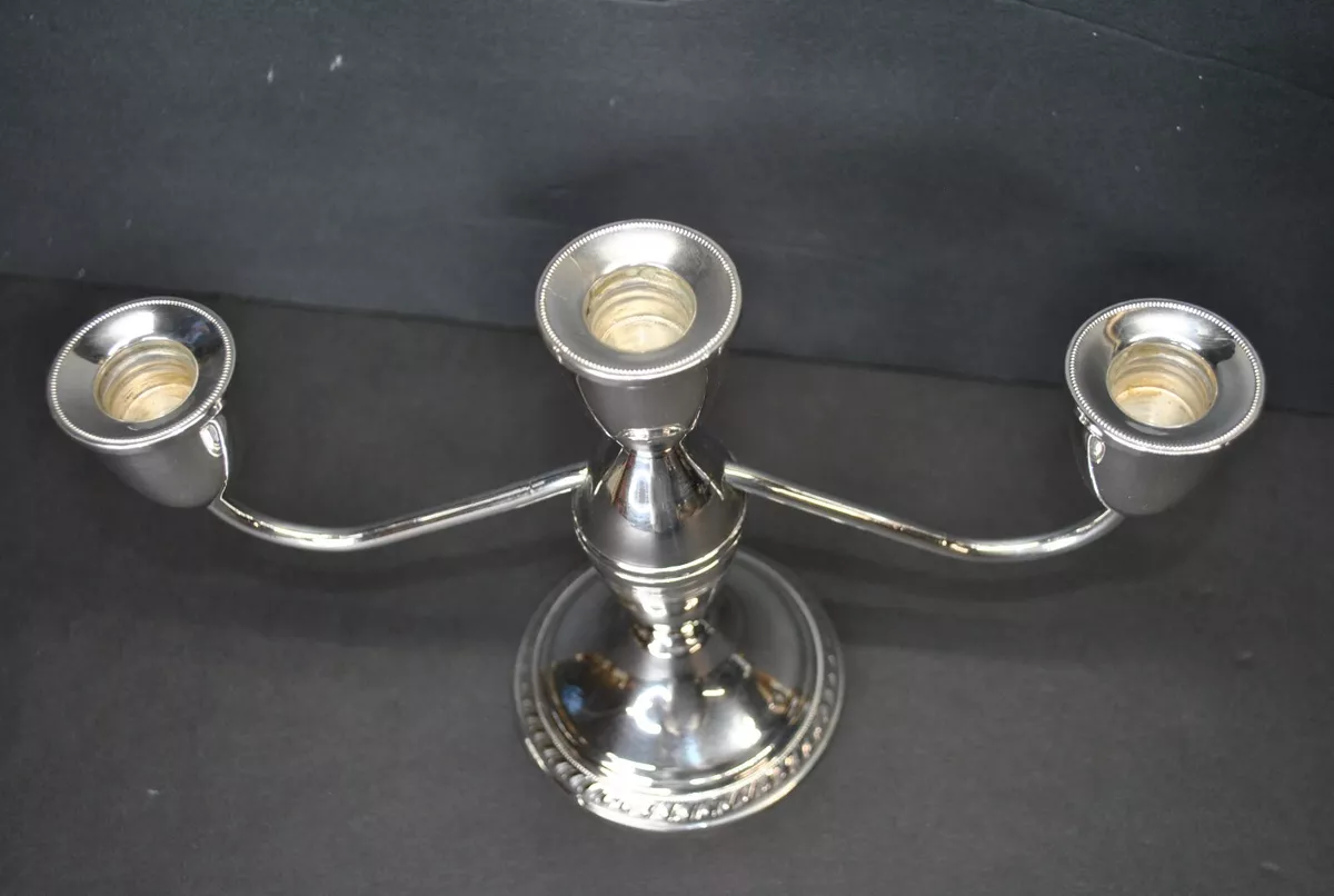 VINTAGE DUCHIN CREATIONS STERLING SILVER WEIGHTED 3-CANDLE HOLDER