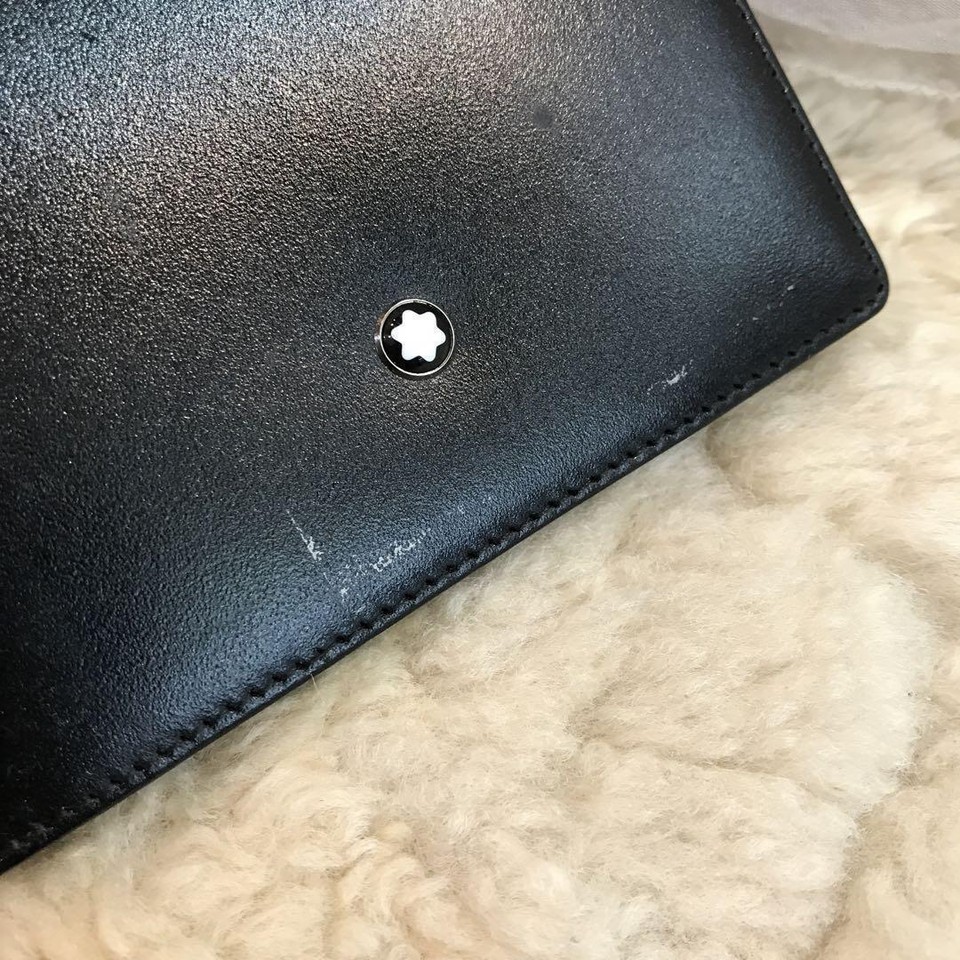 MONT BLANC Passport Cover Luxurious Black Leather Passport Case for