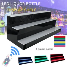 31" 3 Step LED Lighted Back Bar Glowing Liquor Bottle Display Shelf Stand US