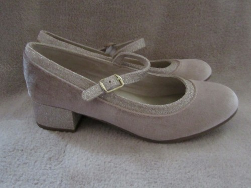 SO FERRON Girls Gold Velvet & Glitter Mary Jane Strap Shoes US 12 (5 Years) NWB - Picture 8 of 8
