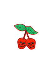 Cherry Skull Skeleton Biker Patch, Iron On/Sew On