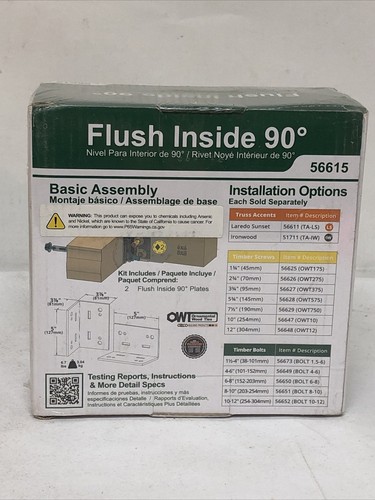 Lot Of (2) OZCO OWT 5" 90° Angle Flush Inside Support Connector 2 Pk (4 Total) - Picture 3 of 4
