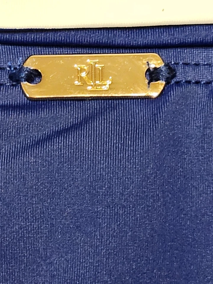 Nuevo con etiquetas Traje de baño Lauren Ralph Lauren para mujer azul halter tankini rayas blancas Foto 4 de 4