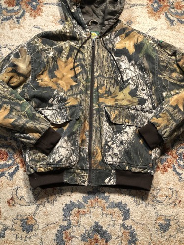 Vintage Cabelas Camo Jacket Full Zip Size Large Scent Lock Insulated Hooded - Picture 5 of 11