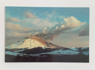Mount St Helens Volcano on April 2 1980 as the sun sets in the West WA Postcard