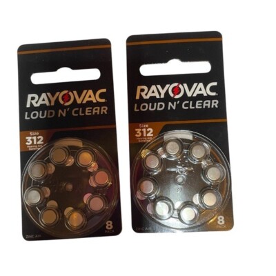 Rayovac Size 312 Loud N Clear Hearing Aid Batteries 8 in Package X2 exp 9/27