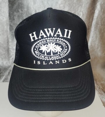 Hawaii Maui Kauai Molokai Lanai Kona Hat Black Islands Rope snapback cap