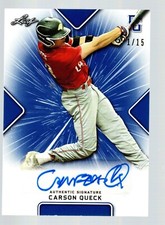2021 Leaf Perfect Game Showcase Autographs Blue #BACQ1 Carson Queck 1/15