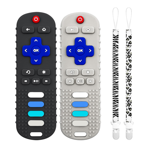 2 Pcs Baby Teether Toys - TV Remote Control Shape Silicone Toddler Teething Toys