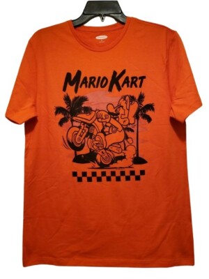 New Nintendo Super Mario Kart Racing Outline Mens Medium Soft Comfy Gaming Tee