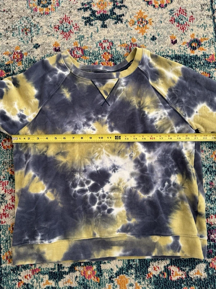 Suéter Rebecca Minkoff Tie-Dye Azul Amarillo Terry Cuello Redondo Talla Grande Foto 4 de 4