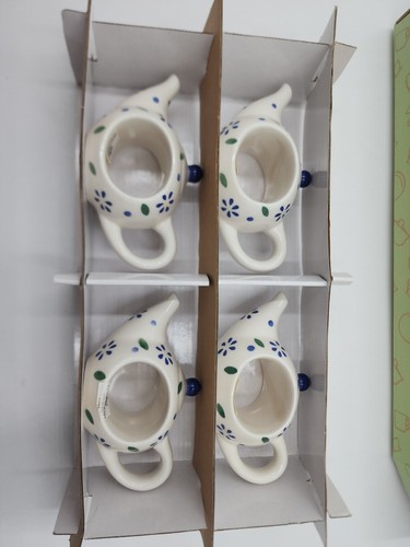 Pfaltzgraff Choices Teapot Napkin Ring Holder Set of 4 White Floral 4 X 3" - Picture 16 of 24