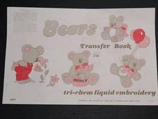 Tri-Chem Liquid Embroidery BEARS #0677 1986 Hot Iron Transfers Vintage