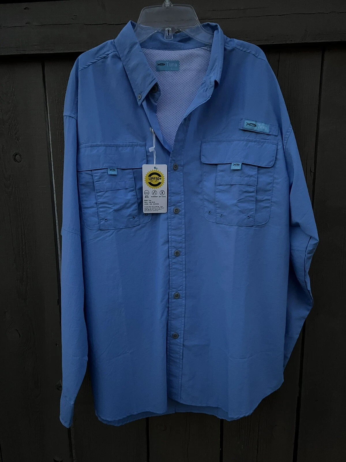 Tuna Mens UV UPF 50+ Sun Protection Anti-Static Waterproof Breathable Shirt - L