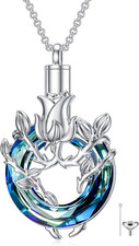 Rose Crystal Urn Necklace for Ashes 925 Sterling Silver Cremation Keepsake Gifts