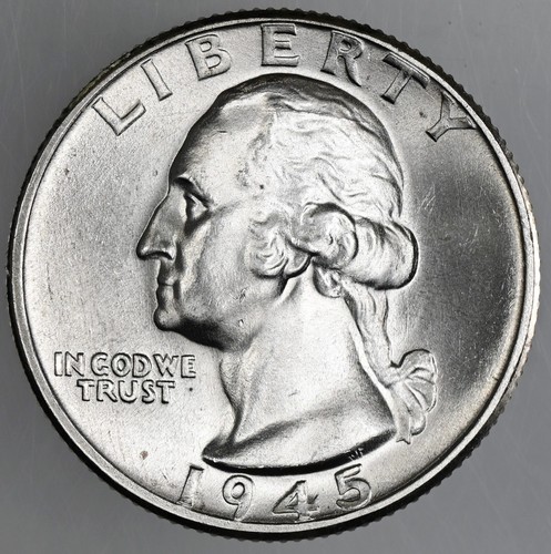 1945-D 25C WASHINGTON SILVER QUARTER "DENVER MINT" BU/UNC (250418-007)