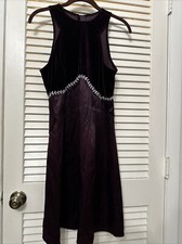 VTG Jessica McClintock Gunne Sax 9/10 Purple Velvet/Satin Midi Dress Sleeveless