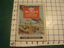 Vintage Original Map:1940s ESSO WAR MAP II world island fortress europe 33 x 30"