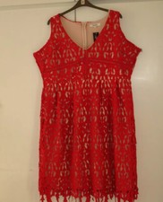 SIMPLY BE STUNNING RED GUIPURE LACE DRESS UK SIZE 26 PLUS SIZE EXTRA LARGE BNWT.