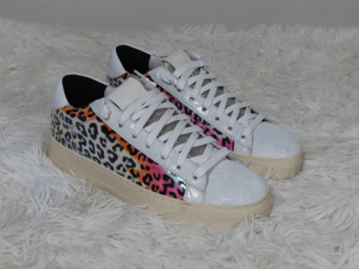 P448 Jack Leopard Print Hologram Low Top Sneakers Size 36