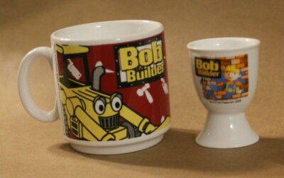 Bob The Builder Can We Have A Tea Break? 2000 Ceramic Children's Cup and Egg Cup