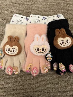 Plush Gloves Kids Winter Gloves 3D Monster Theme Five Finger Cold-Proof Glove