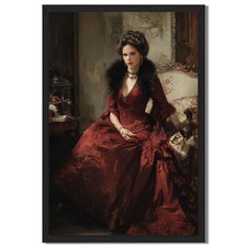 Victorian Lady Portrait Framed Canvas Print Wall Art Home Decor