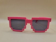 MINECRAFT PINK PIXEL SUNGLASSES Vintage Retro Square Chicken Jockey Am Steve ZH