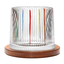 7 types Hand painted Whiskey glasses,10 Oz old fashioned glasses,wooden saucers