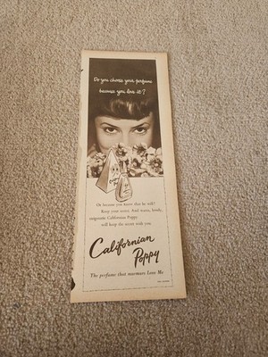 TBOOKL11 MAGAZINE ADVERT 11X4'' CALIFORNIAN POPPY - PERFUME THAT MURMERS LOVE ME