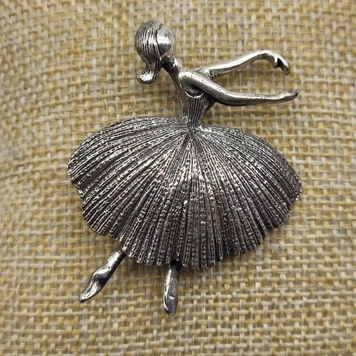 Signed TORTOLANI Vintage BALLERINA BROOCH Pin Ballet Dancer Costume Jewelry
