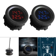Voltmetro digitale impermeabile misuratore di temperatura per auto moto 12V 24V
