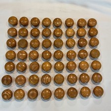 Lot 56 Vintage Wood Drawer Pull Knobs 1-1/2" wide Natural Oak Color w Hardware