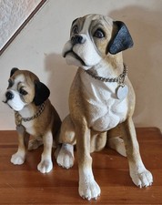 Leonardo "Boxer Dog & Puppy" Figurine VINTAGE Resin 9.75" Tall Nice Item