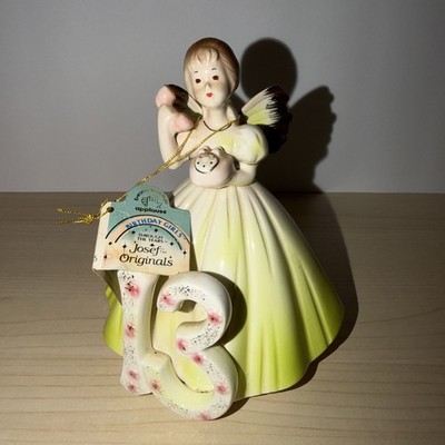 Josef Originals Porcelain Figurine Birthday Girls Angel Age 13 w/ Original Tag