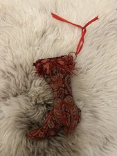Vintage Antique Fabric Textile Christmas Victorian ‘Lucky’ Boot Decoration