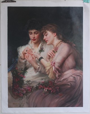 James Sant-A Thorn Among Roses Women Flowers Admire Ring oil on canvas 24 x32 